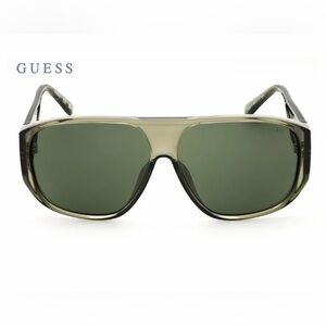 New Authentic Guess Shield Sunglasses Gray Frame Green Lens Oversized Unisex